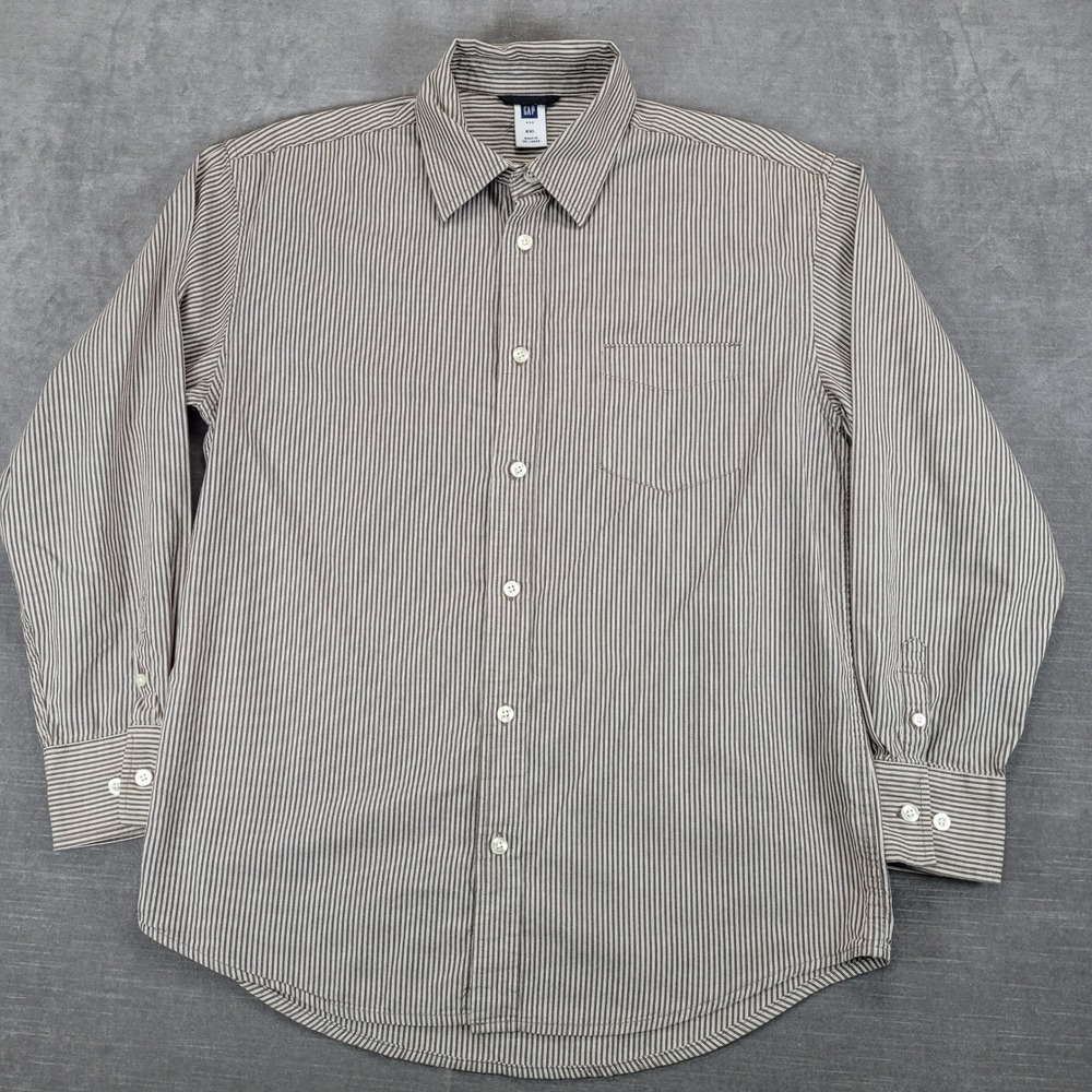 Gap Y2K‎ Brown Striped Button Up Shirt Long Sleeve Preppy XXL